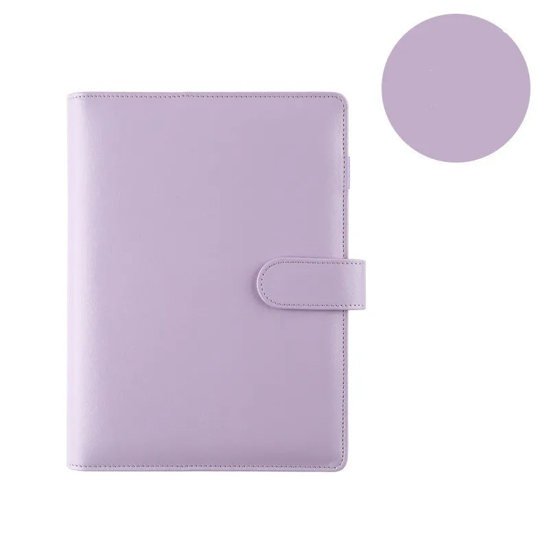 Macaron Color A5 A6 6 Ring Binder PU Clip-on Notebook Leather Loose Leaf Notebook Cover Notebooks Journal Kawaii Stationery