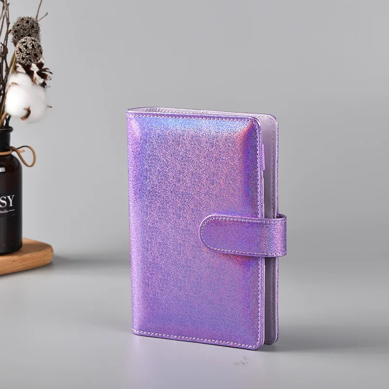 Macaron Color A5 A6 6 Ring Binder PU Clip-on Notebook Leather Loose Leaf Notebook Cover Notebooks Journal Kawaii Stationery