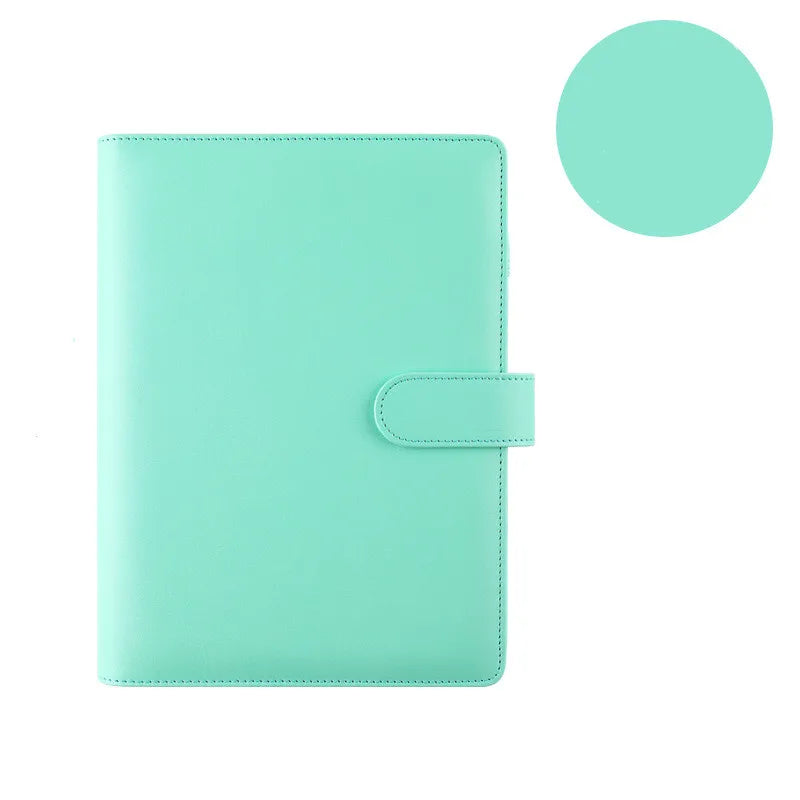 Macaron Color A5 A6 6 Ring Binder PU Clip-on Notebook Leather Loose Leaf Notebook Cover Notebooks Journal Kawaii Stationery