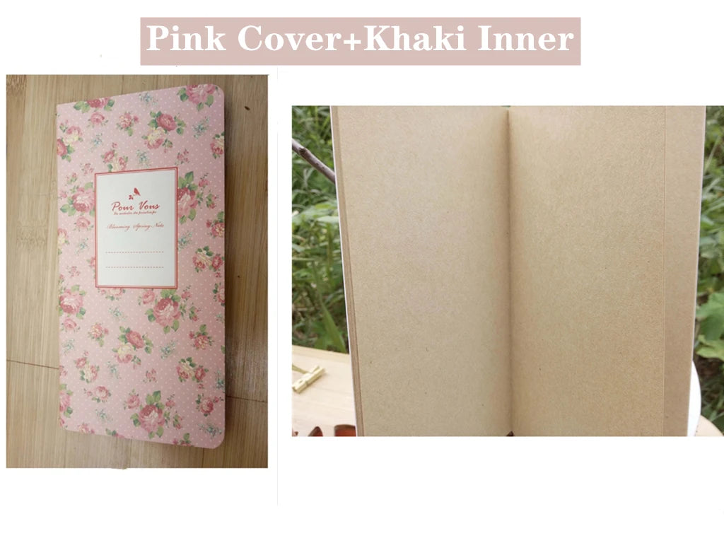 9x13.7cm Small Flower Cover Notebook Portable 24 Sheets Blank Lined Paper Journal Diary Sketchbook for School Office Stationery