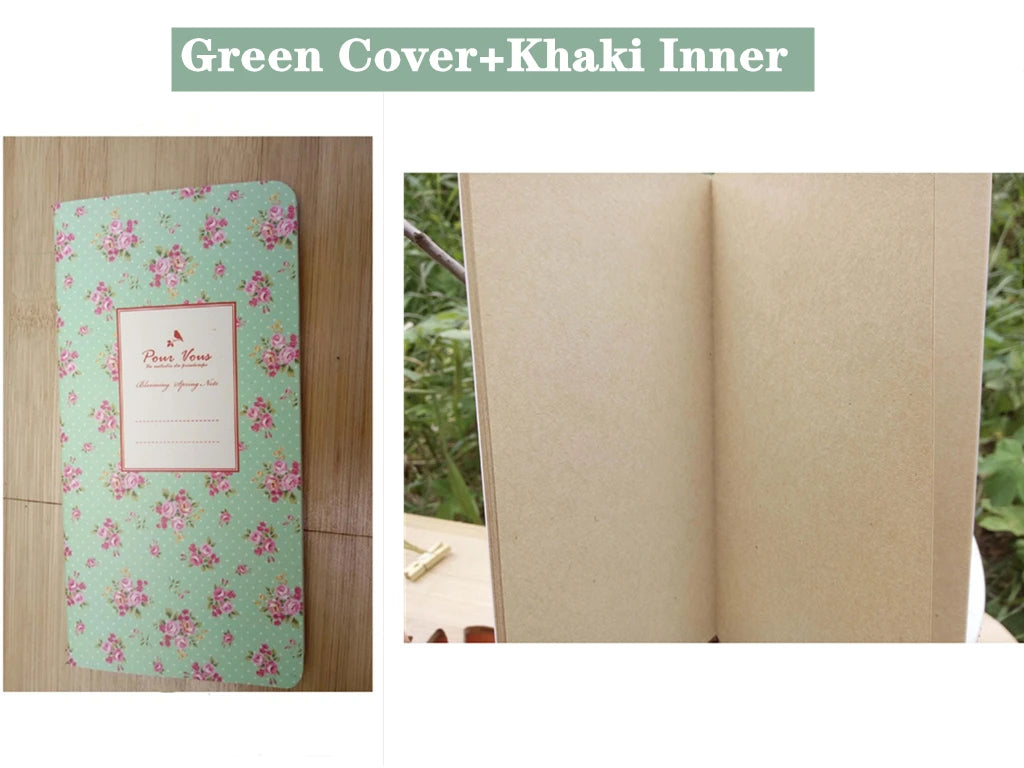 9x13.7cm Small Flower Cover Notebook Portable 24 Sheets Blank Lined Paper Journal Diary Sketchbook for School Office Stationery
