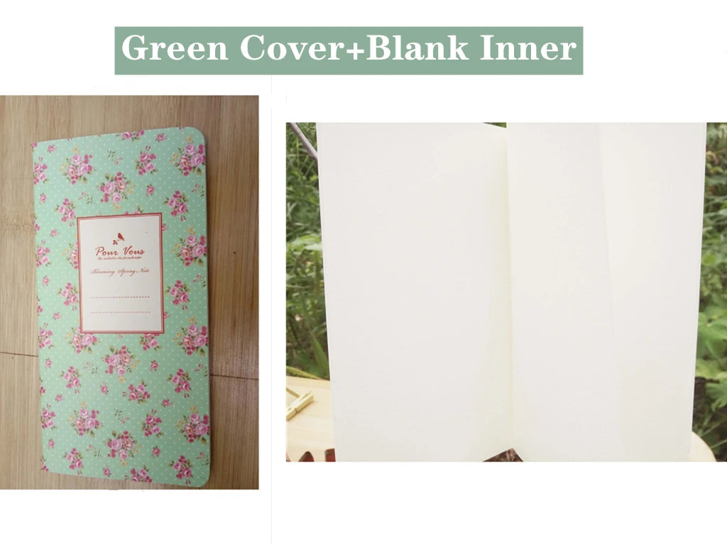 9x13.7cm Small Flower Cover Notebook Portable 24 Sheets Blank Lined Paper Journal Diary Sketchbook for School Office Stationery