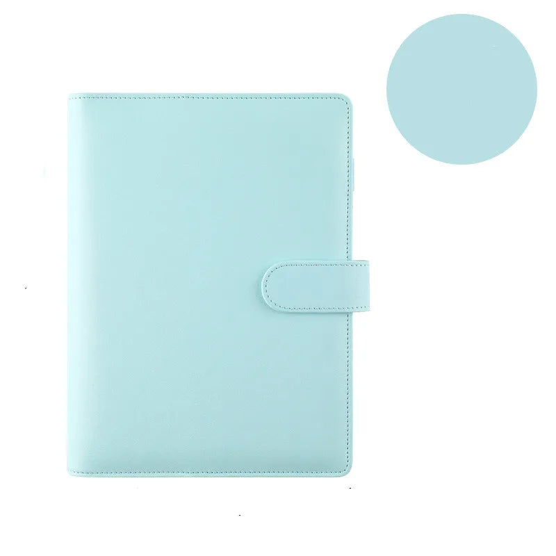 Macaron Color A5 A6 6 Ring Binder PU Clip-on Notebook Leather Loose Leaf Notebook Cover Notebooks Journal Kawaii Stationery