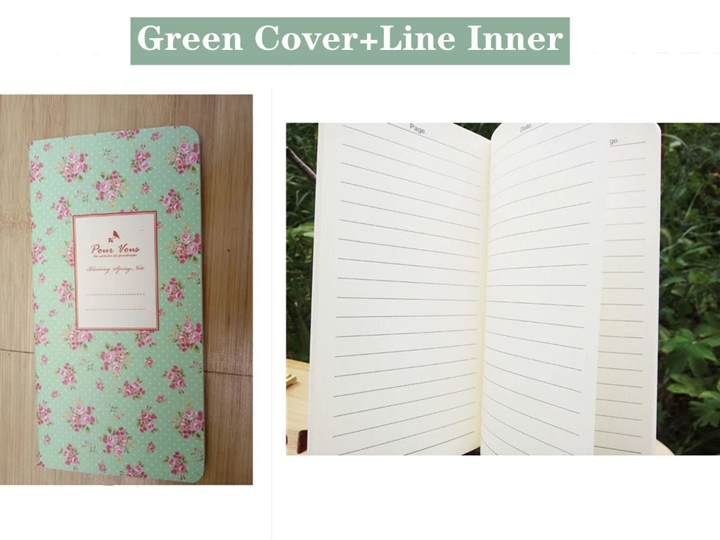 9x13.7cm Small Flower Cover Notebook Portable 24 Sheets Blank Lined Paper Journal Diary Sketchbook for School Office Stationery