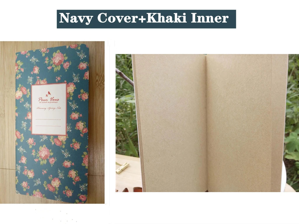 9x13.7cm Small Flower Cover Notebook Portable 24 Sheets Blank Lined Paper Journal Diary Sketchbook for School Office Stationery