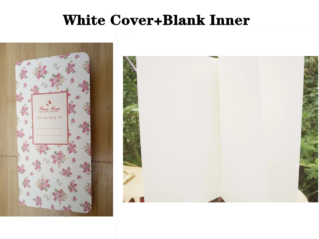 9x13.7cm Small Flower Cover Notebook Portable 24 Sheets Blank Lined Paper Journal Diary Sketchbook for School Office Stationery