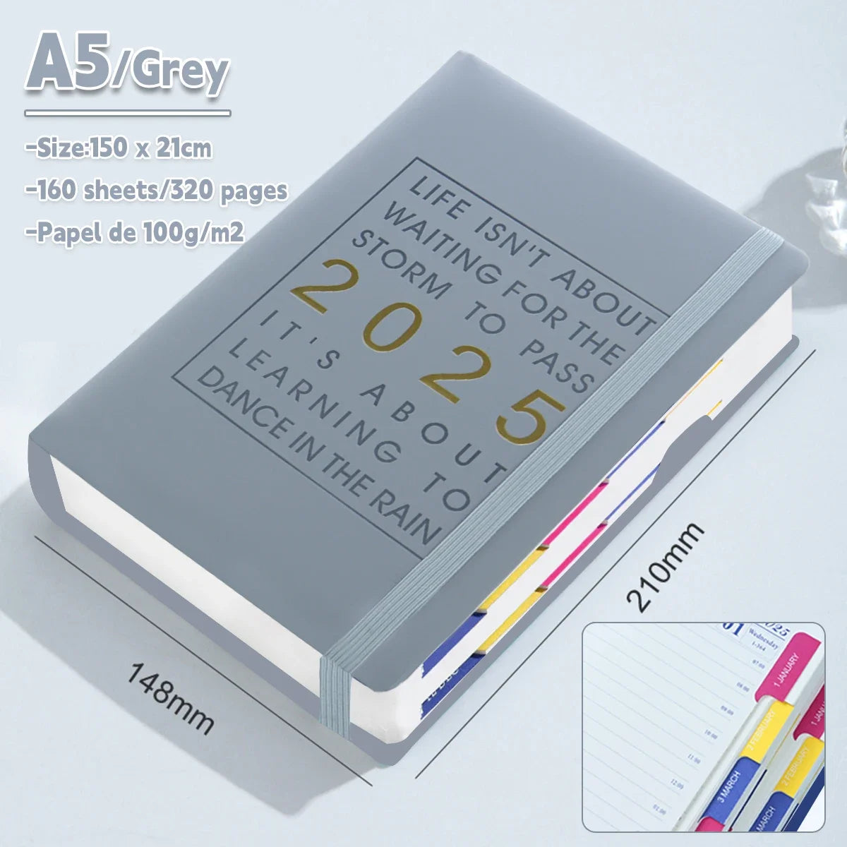 2025 Planner A5 notebook agenda 160Sheets/320Pages Journal for Students Gifts Office&SchoolSupplies Stationery Christmas Gifts