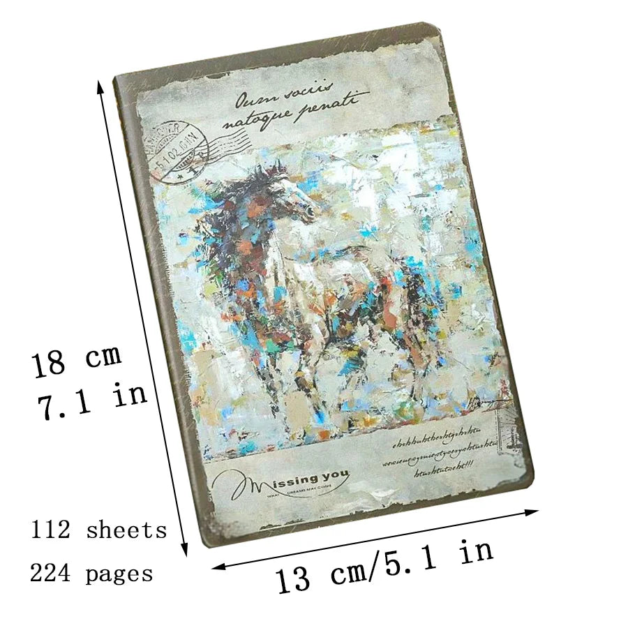 nostalgic retro hardcover notebook color inner page flower illustration diary student notepad