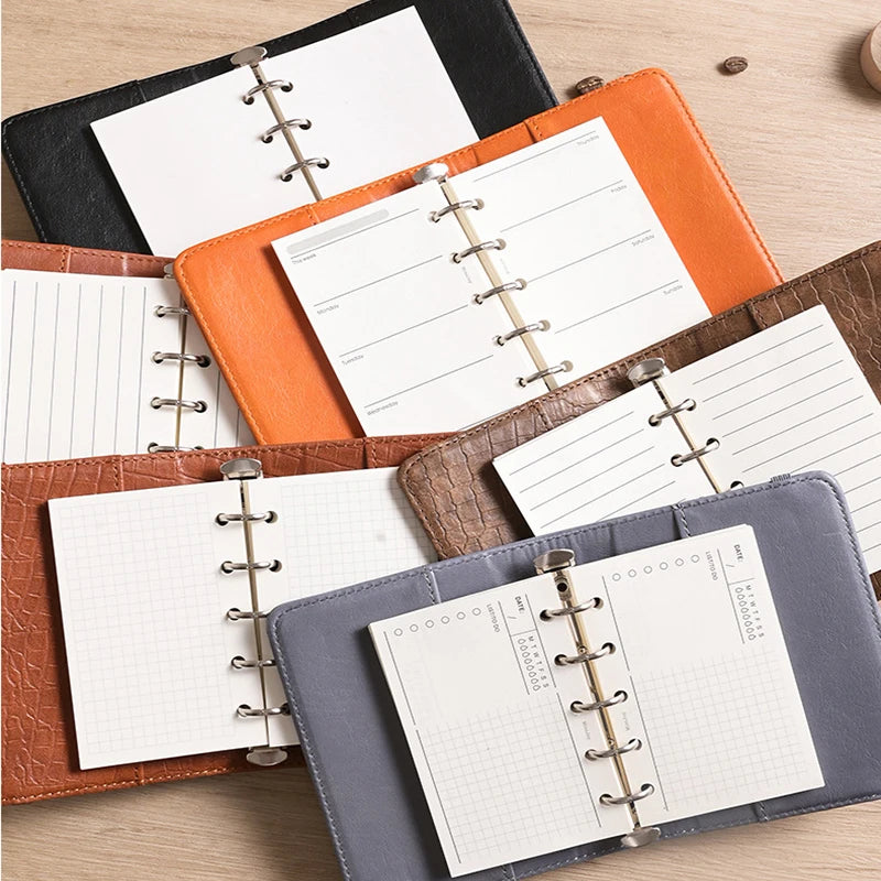 Mini A8 binder notebook loose-leaf soft leather M5 notepad portable pocket notebook ，with 40 blank inner pages