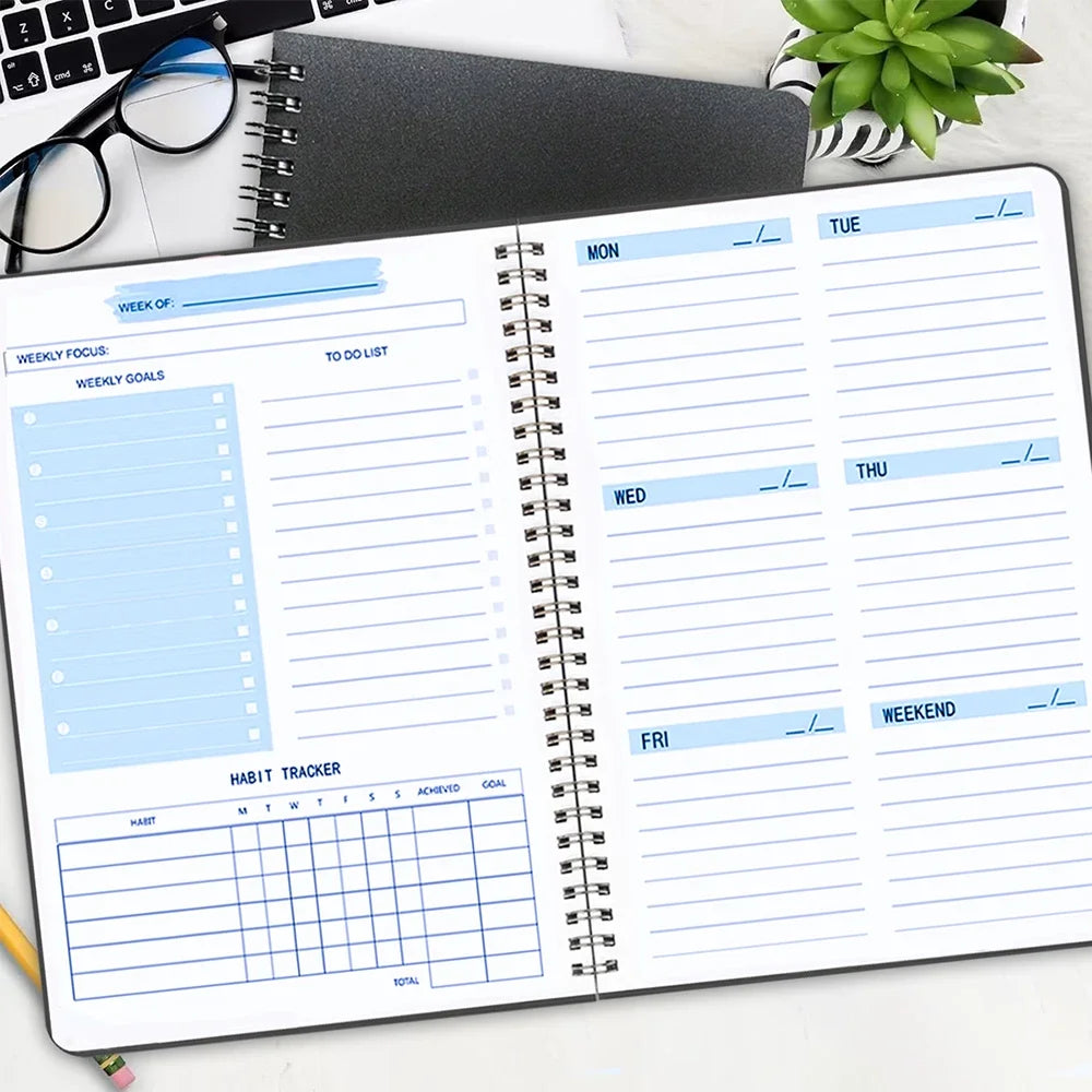 Planner Schedule Agenda Notebook Efficiency Daily Weekly Monthly Diary Journal for Students School Office Stationery Supplies