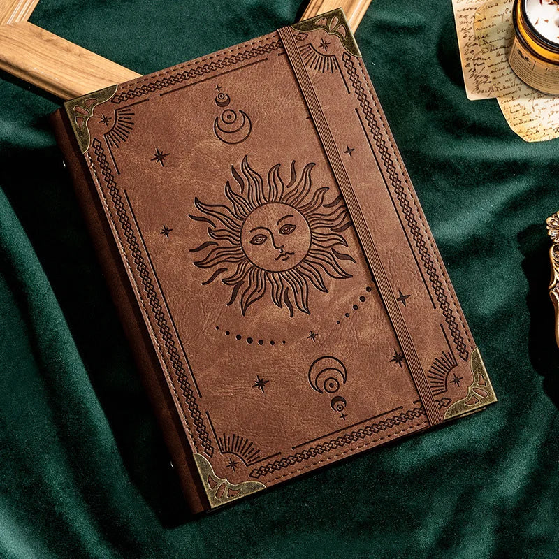 A5 thickened notebook leather loose-leaf work notepad student binder diary, With 120 inner pages