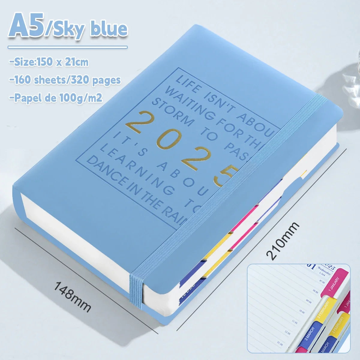 2025 Planner A5 notebook agenda 160Sheets/320Pages Journal for Students Gifts Office&SchoolSupplies Stationery Christmas Gifts