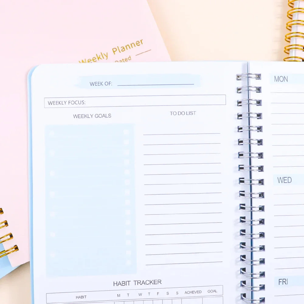 Planner Schedule Agenda Notebook Efficiency Daily Weekly Monthly Diary Journal for Students School Office Stationery Supplies