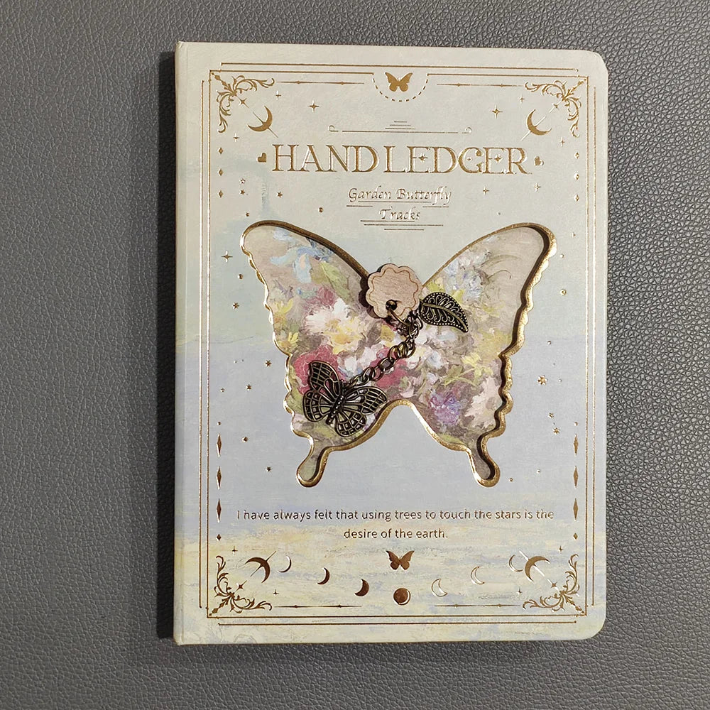 Hollow Butterfly Cover Notebook Colorful Inside Pages Classic Oil Painting Illustrations Hardcover Notepad Retro Diary