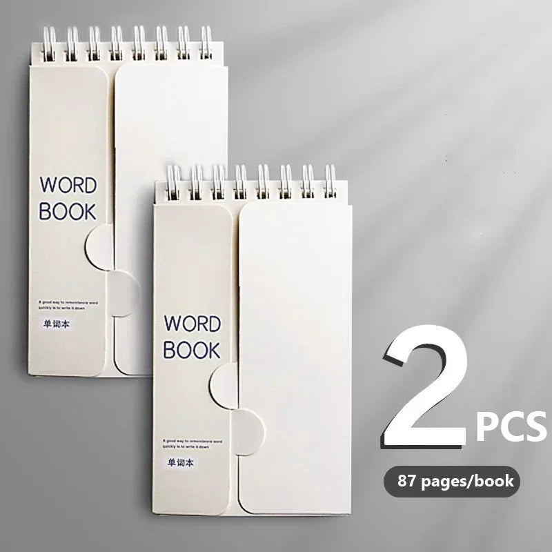 Portable Vocabulary Memory Notepad - Shorthand Spiral Notebook for Planning and Memorization with Cover-Up Feature