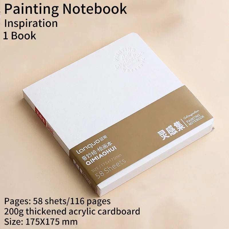 58sheets Drawing Notebook Sketchbook Handbook 200gsm Paper for Watercolor Acrylic Marker Pen Oil Paint Gouache Diary Notebook