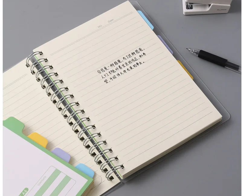 A6 A5 B5 Coil  Transparent Cover cCoil Classification Notebook Subclass notebook Office Notepad Office stationery