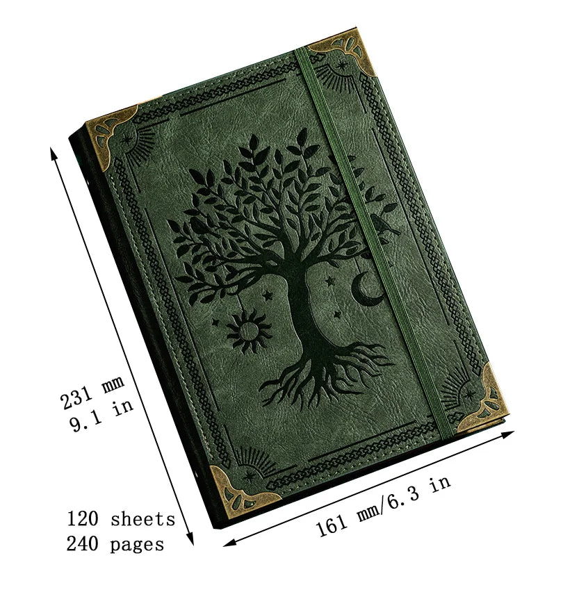 A5 thickened notebook leather loose-leaf work notepad student binder diary, With 120 inner pages