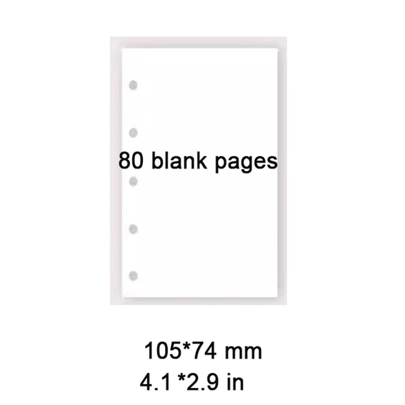 Mini loose-leaf notebook  M5 binder portable notepad soft leather schedule book，80 blank pages