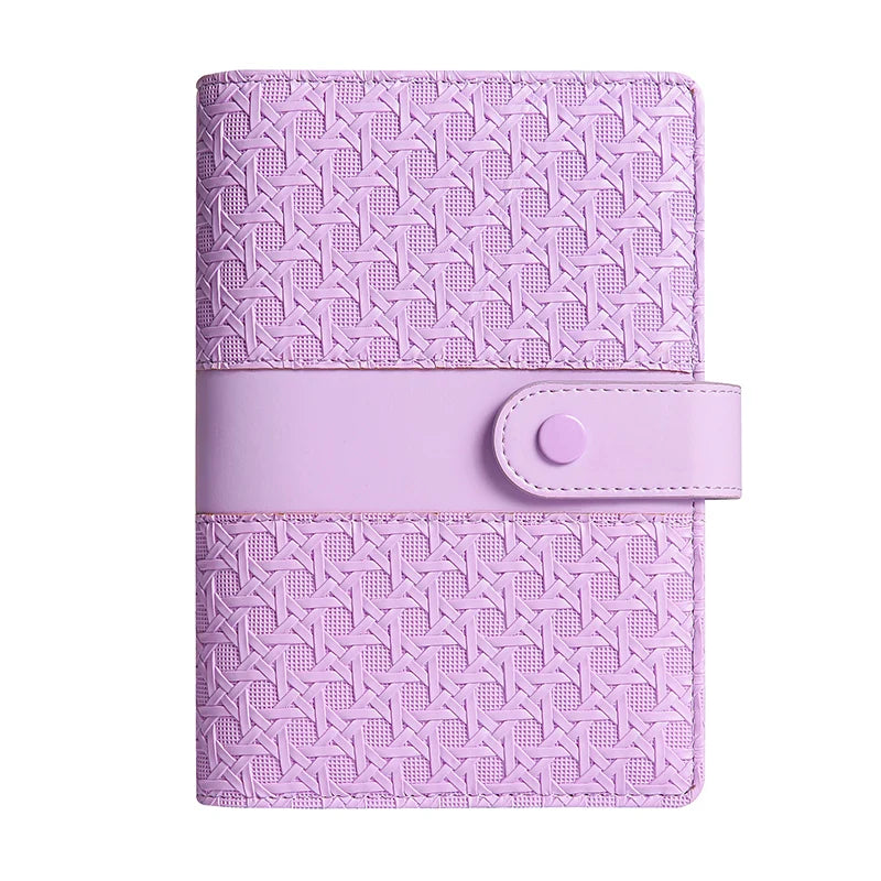 A6 Gingham Check PU Leather DIY Binder Notebook Cover Diary Agenda Planner Paper Cover School Stationery