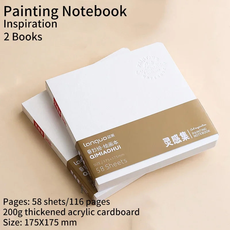 58sheets Drawing Notebook Sketchbook Handbook 200gsm Paper for Watercolor Acrylic Marker Pen Oil Paint Gouache Diary Notebook