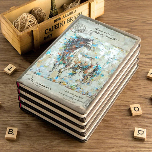 nostalgic retro hardcover notebook color inner page flower illustration diary student notepad