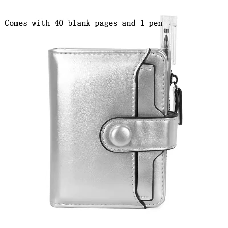 Mini A7 Notebook Binder Multifunction Wallet Card Holder Portable Soft Leather Small Notepad,with 40 inner pages