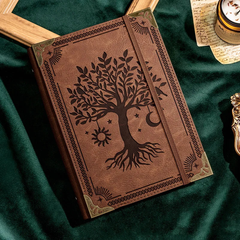 A5 thickened notebook leather loose-leaf work notepad student binder diary, With 120 inner pages