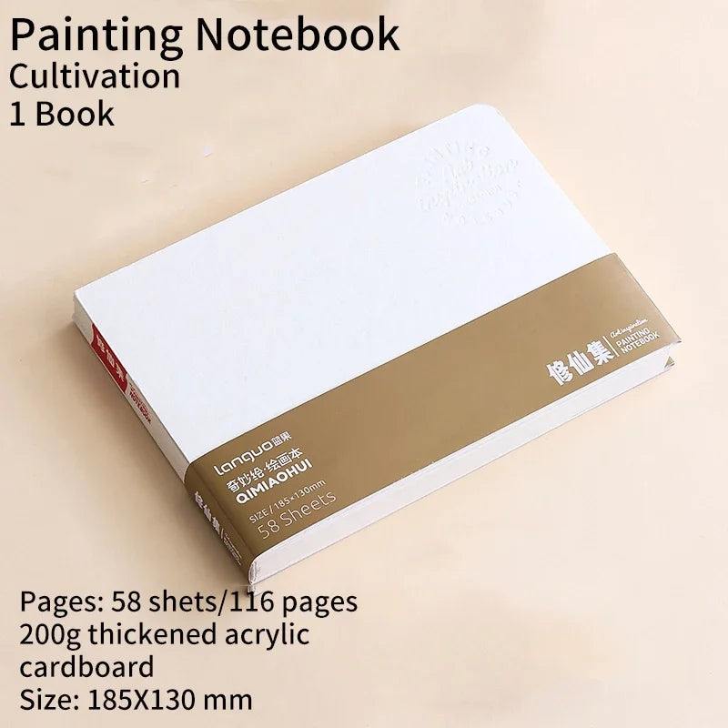 58sheets Drawing Notebook Sketchbook Handbook 200gsm Paper for Watercolor Acrylic Marker Pen Oil Paint Gouache Diary Notebook