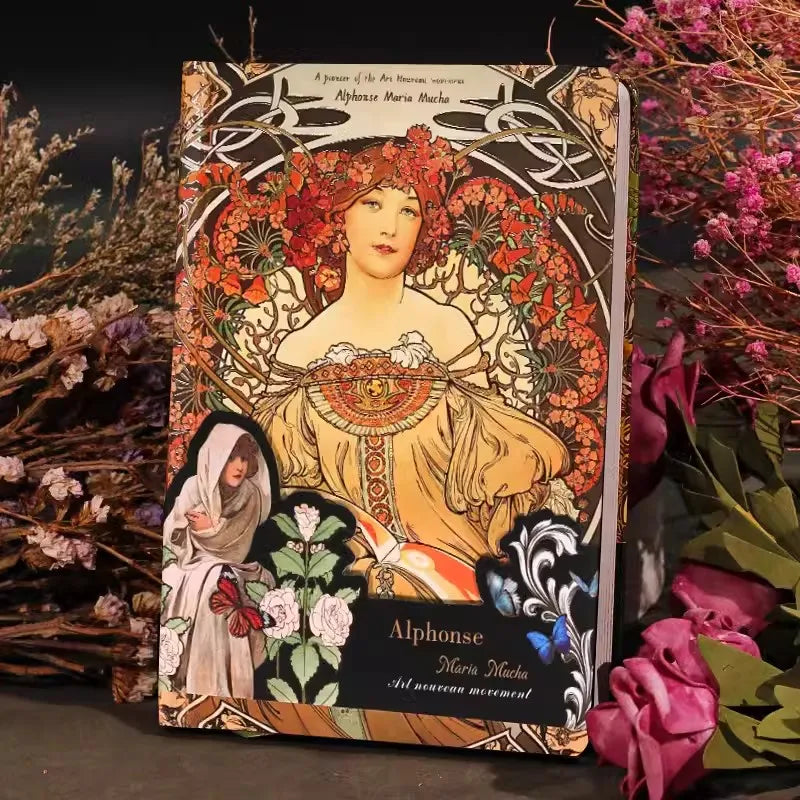 Mucha Famous Painting Series Hardcover Notebooks Classic Design Color Page Illustration B6 Retro Diary Student Notepad