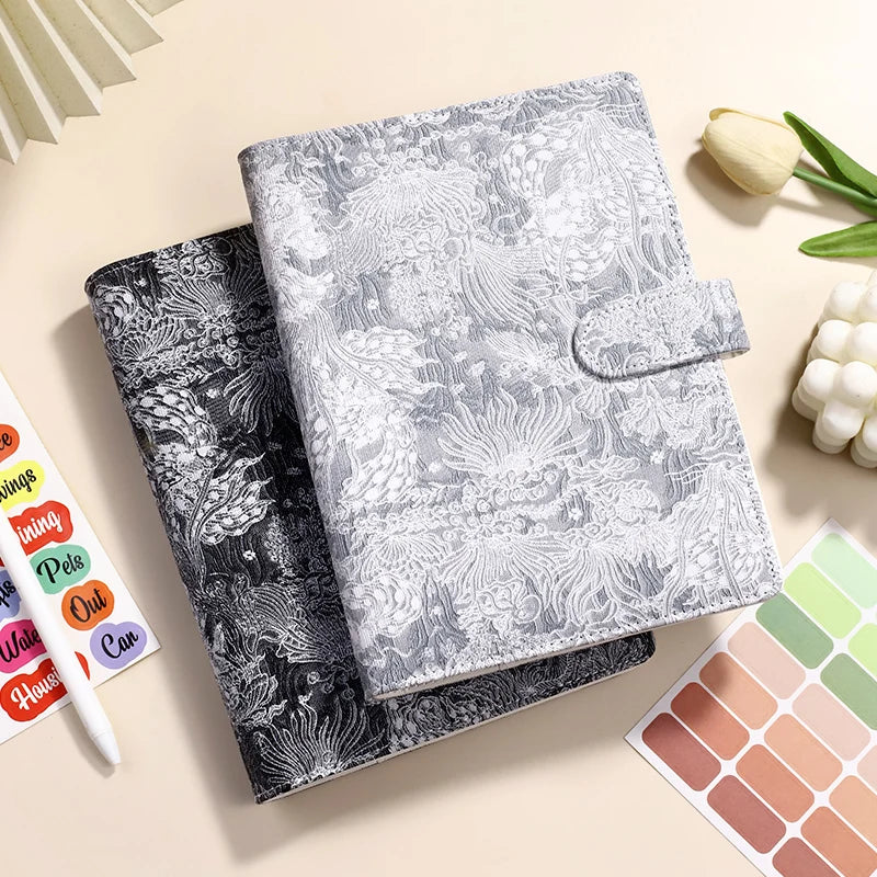 A6 Cute Retro Embroidery Pattern DIY Loose Leaft Binder Notebook Cover Diary Agenda Planner Paper Cover School Stationery