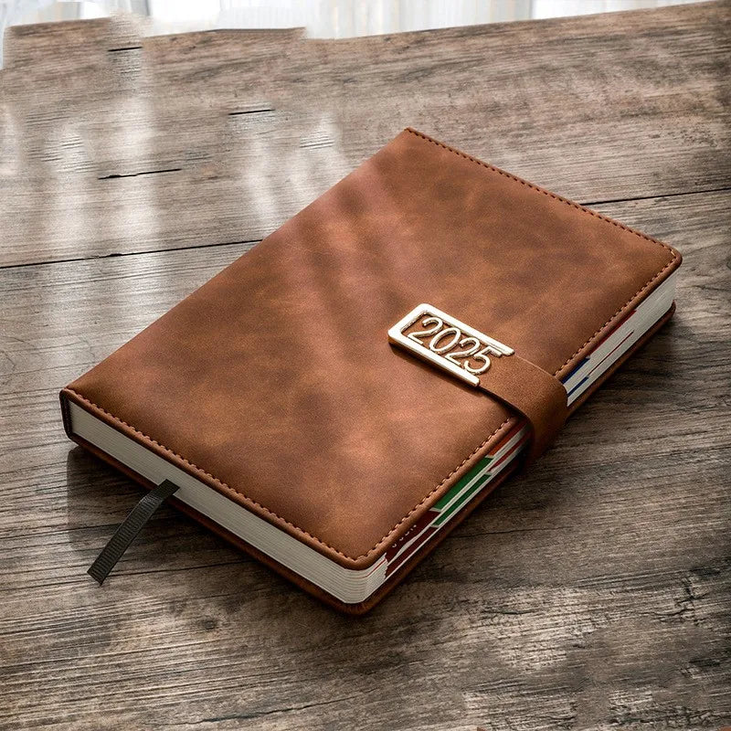 Skin Texture Leather Buckle Calendar A5 Notebook Thickened Meeting Notes Business Office Leather Face Notebook Diary