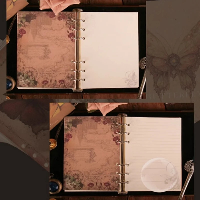 Mechanical butterfly punk style notebook loose-leaf A5 diary retro 3D, beautiful gift binder notepad for girls