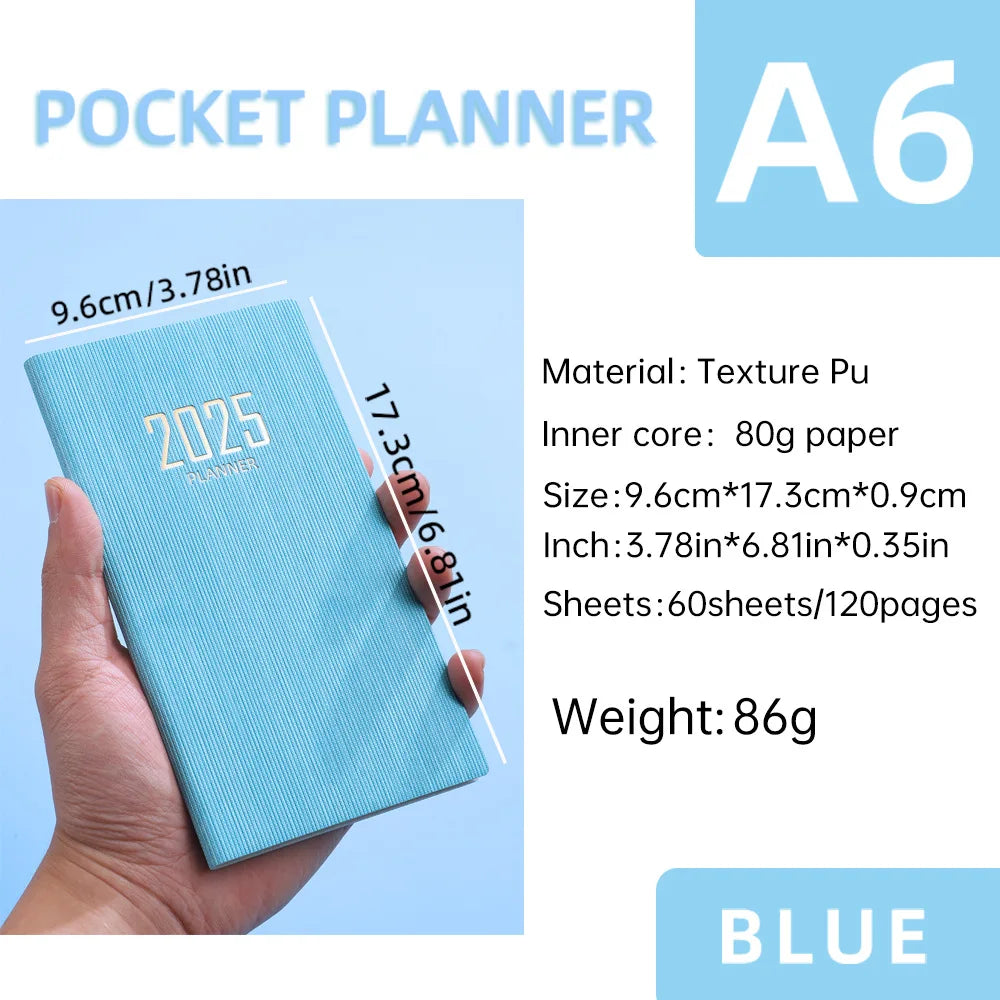 Portable 2025 English Daily Weekly Planners A6 Schedule Notebooks Portable 365 Days Calendar Journal School Office Supplies
