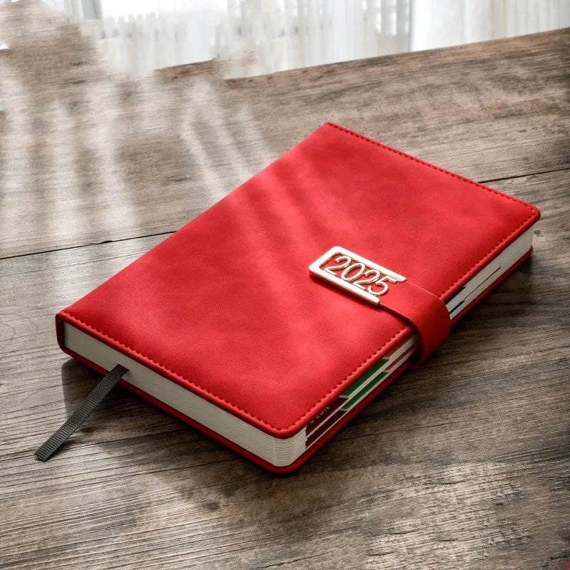 Skin Texture Leather Buckle Calendar A5 Notebook Thickened Meeting Notes Business Office Leather Face Notebook Diary
