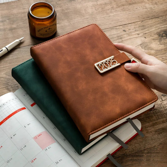 Skin Texture Leather Buckle Calendar A5 Notebook Thickened Meeting Notes Business Office Leather Face Notebook Diary