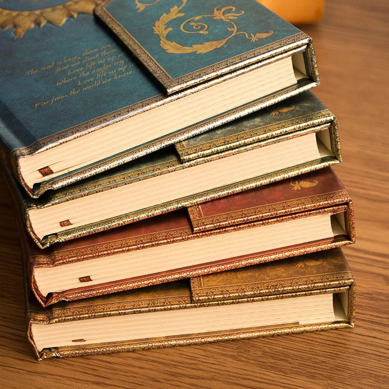 Retro Magic Notebook Magnetic Buckle Classic Design Color Page Illustration European Hardcover Diary Student Notepad