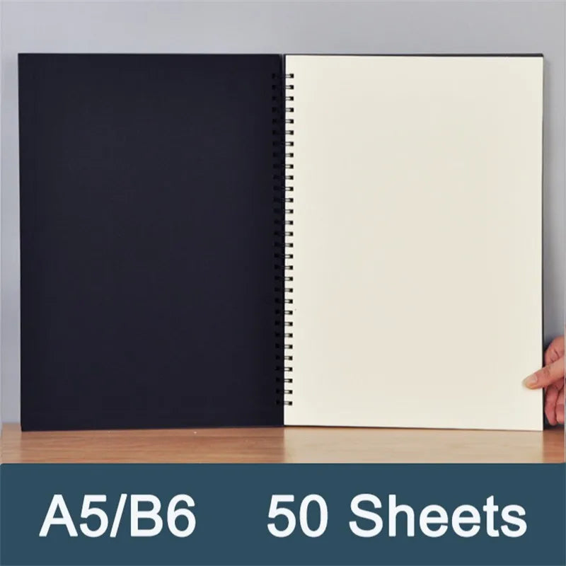 A4/A5/B5/B6 Retro Spiral Coil Sketchbook Kraft Paper Notebook Sketch Painting Diary Note Pad Books School Stationery Supplies