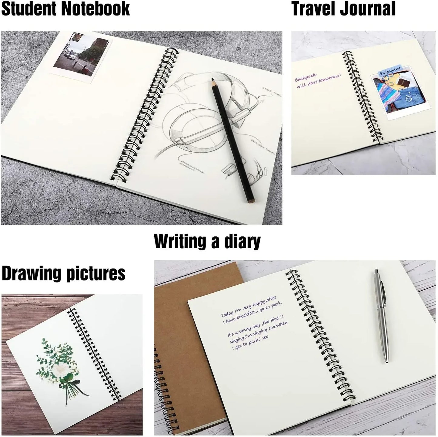 Notebook Spiral Sketchbook Graffiti Notebook for school supplies Size A5 B6 100 pages Kraft paper cover Notebook blank page
