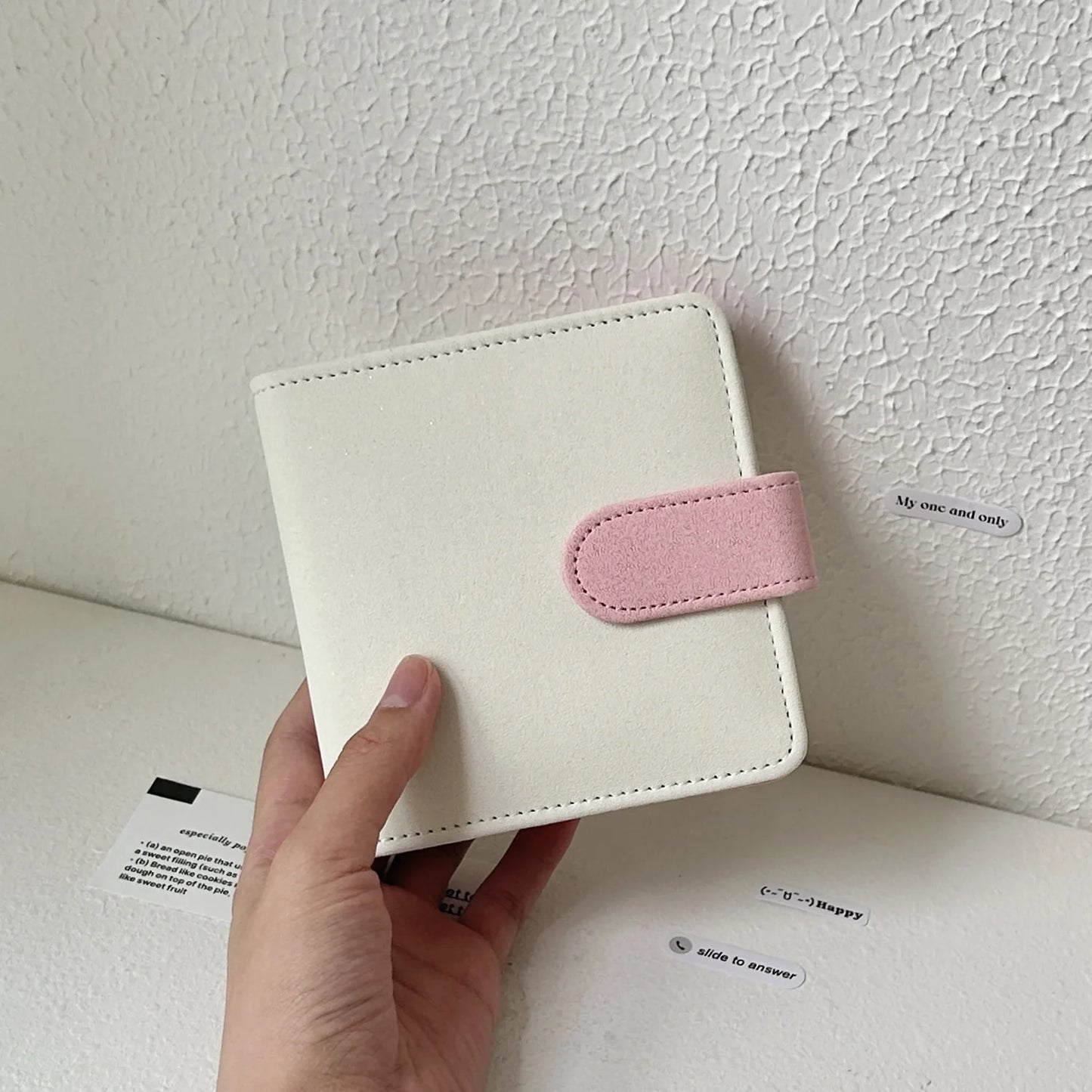 Glitter Match Color Pink Purple Blue PU Loose-Leaf Book 3-hole Loose-Leaf Small Card Storage Book Office Stationery