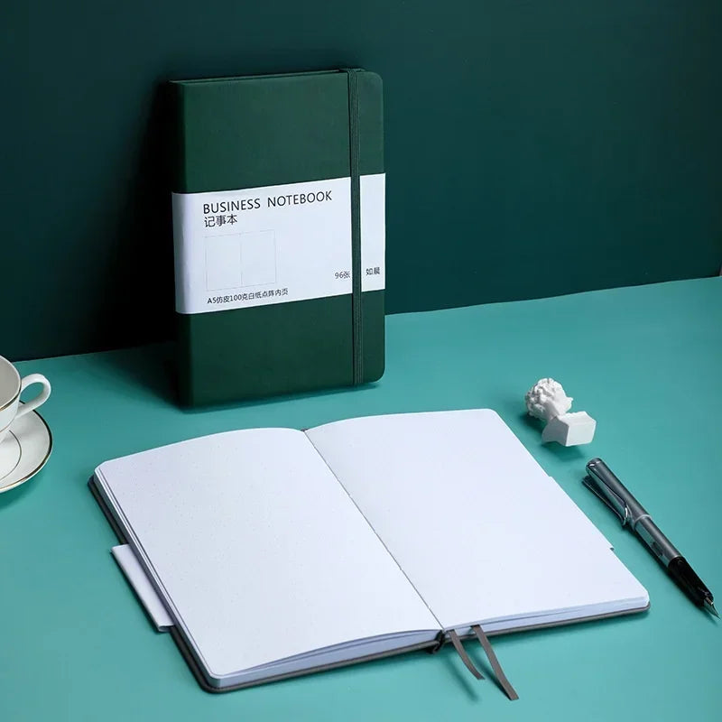 A5 Notebook 96 Sheets of Point Drawing Paper Fabric Hard Cover Student Study Plan Book Schedule School Office Stationery