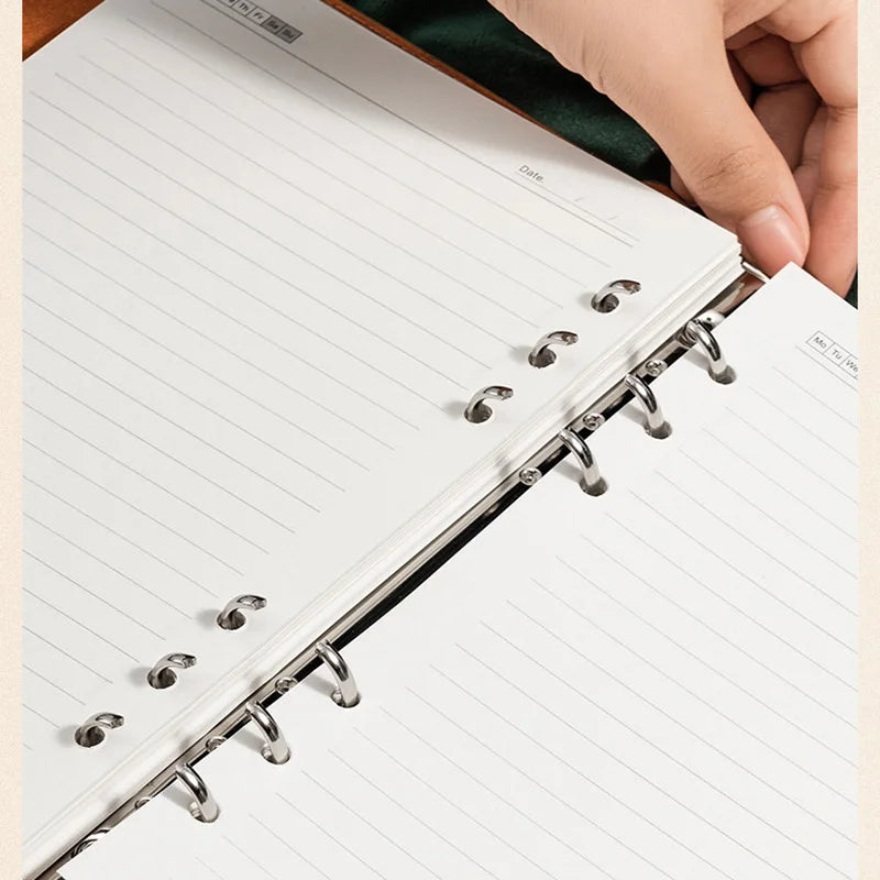 A5 thickened notebook leather loose-leaf work notepad student binder diary, With 120 inner pages