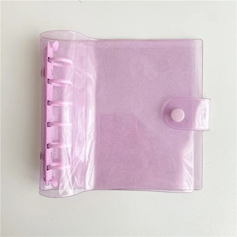 A7 Square Macaron Pink PU Leather DIY Binder Notebook Cover Diary Agenda Planner Paper Cover School Stationery