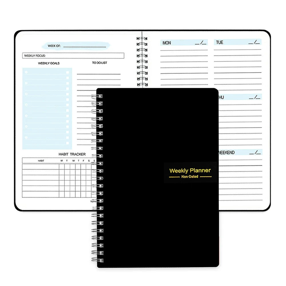 Planner Schedule Agenda Notebook Efficiency Daily Weekly Monthly Diary Journal for Students School Office Stationery Supplies