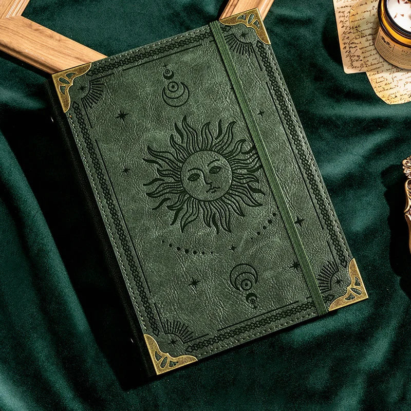 A5 thickened notebook leather loose-leaf work notepad student binder diary, With 120 inner pages