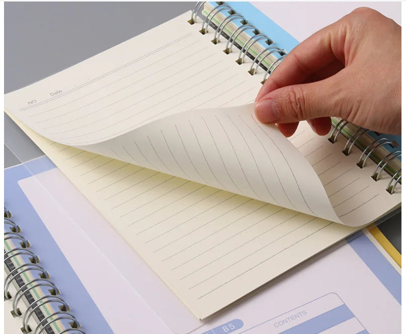 A6 A5 B5 Coil  Transparent Cover cCoil Classification Notebook Subclass notebook Office Notepad Office stationery