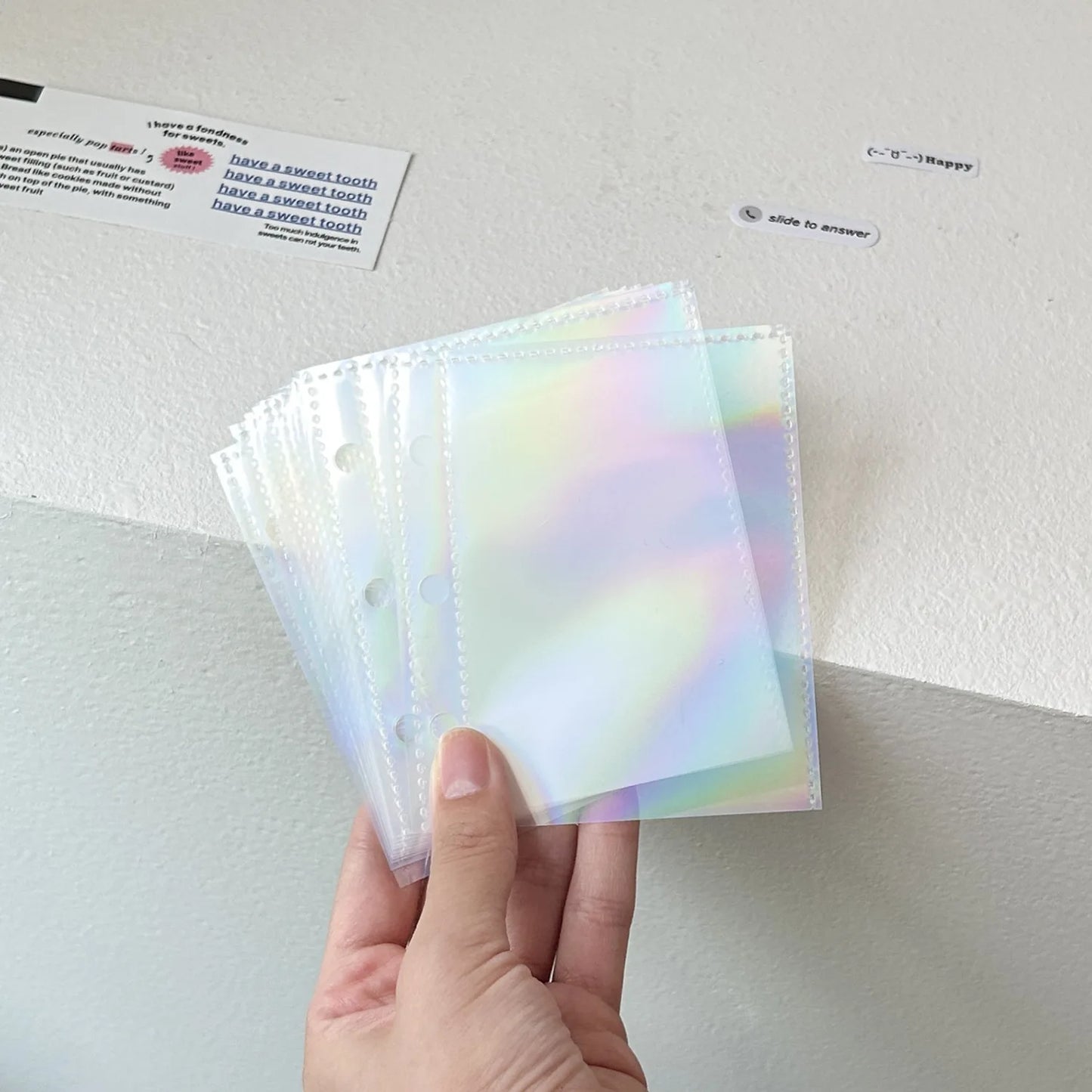 Glitter Match Color Pink Purple Blue PU Loose-Leaf Book 3-hole Loose-Leaf Small Card Storage Book Office Stationery