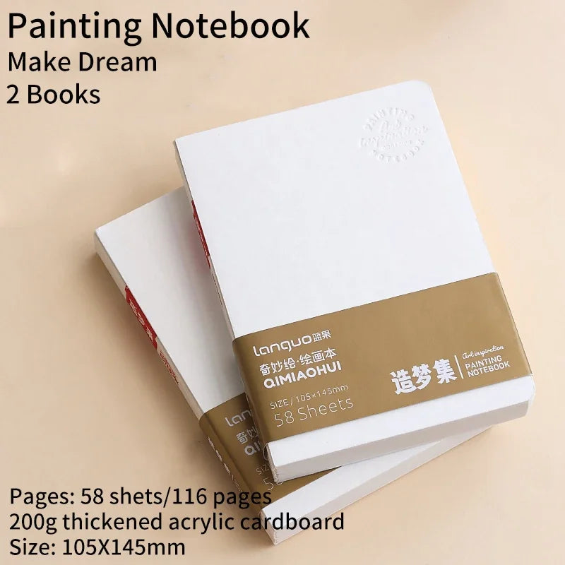 58sheets Drawing Notebook Sketchbook Handbook 200gsm Paper for Watercolor Acrylic Marker Pen Oil Paint Gouache Diary Notebook