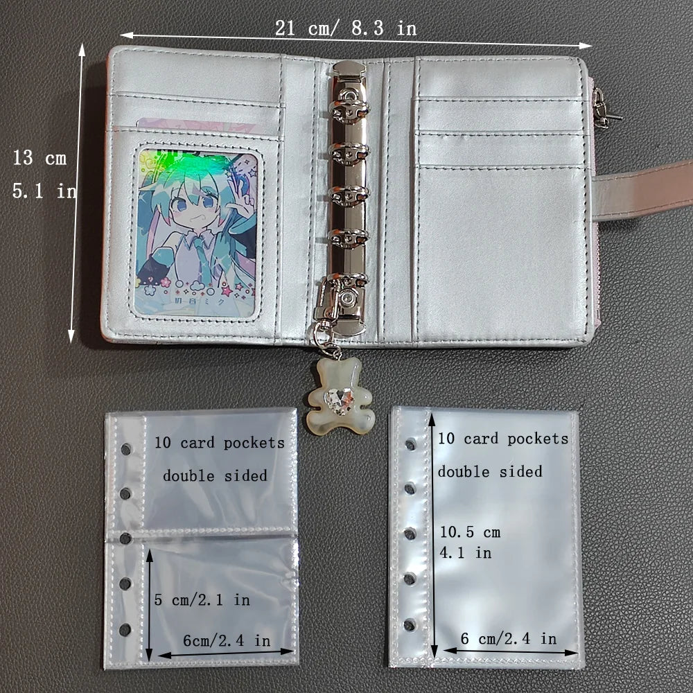 Silver Small Notebook Soft Leather Girls Portable Card Holder Student Binder M5 Notepad Simple Niche Desig