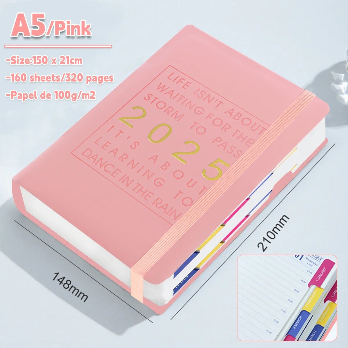 2025 Planner A5 notebook agenda 160Sheets/320Pages Journal for Students Gifts Office&SchoolSupplies Stationery Christmas Gifts